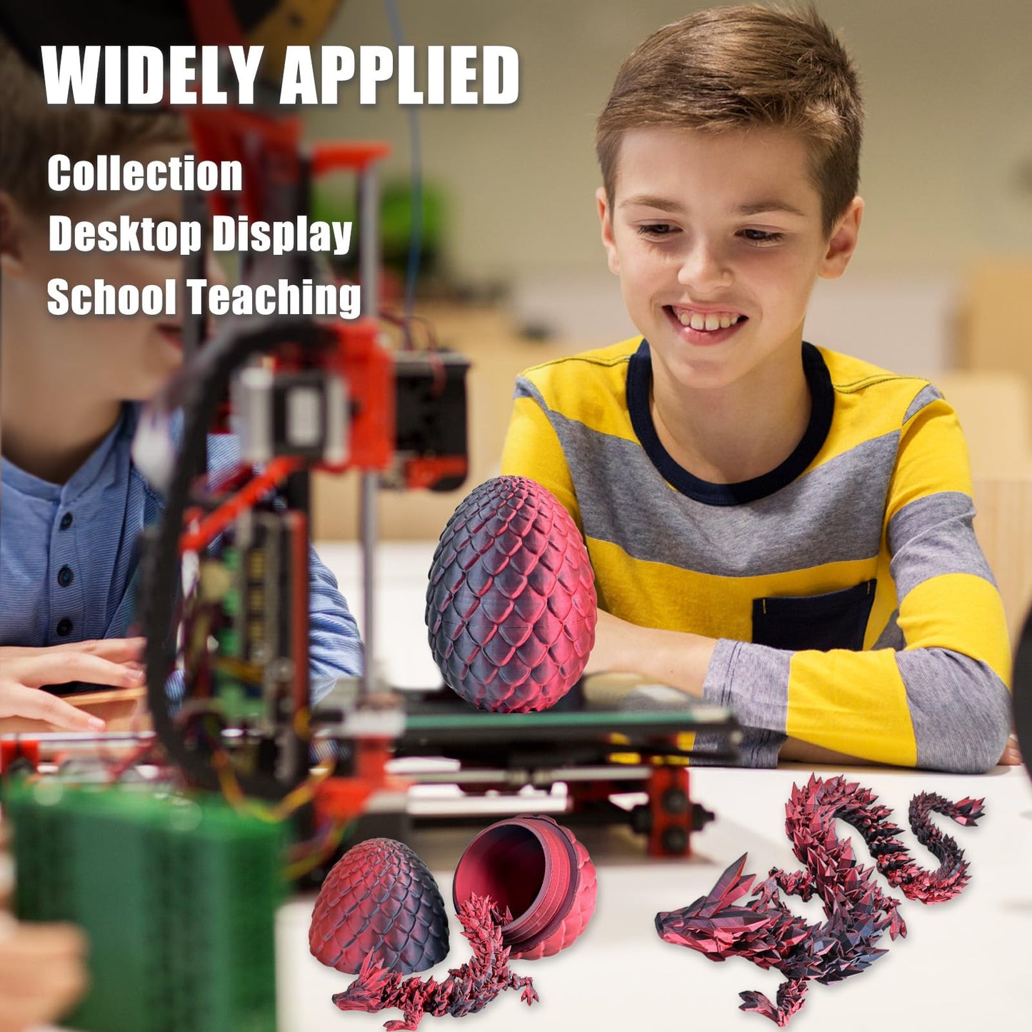 Locyfens 3D Printed Dragon Eggs With Dragon Inside, Articulated 3D Dragon Toys With 3D Dragon Eggs, Crystal Dragon Black Red
