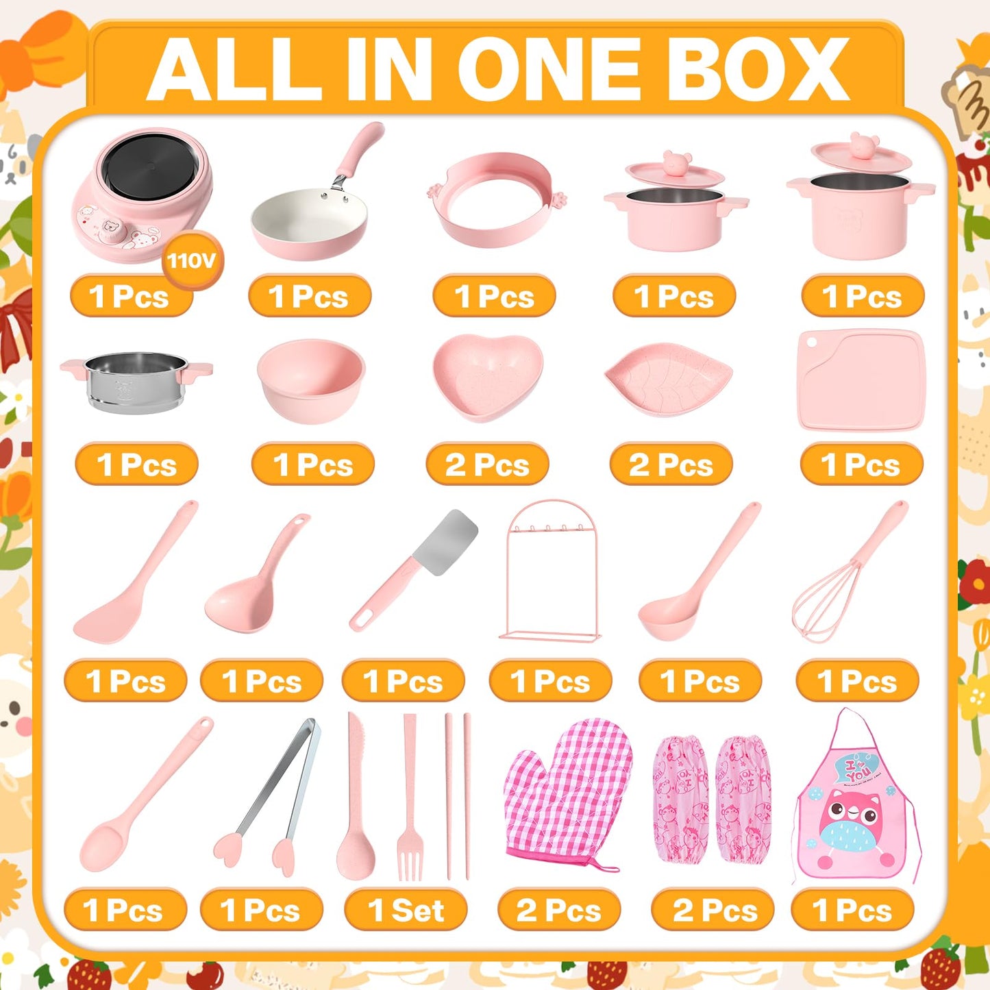 Cicicooie Kid Cooking Sets Real Junior Easy Montessori Mini Kitchen Safe Tools, Real Food Making For Children 8-12 Girls Beginne