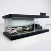 Hot Cars Wheels Display Case - 1/64 Scale Die-cast Model Car Display Case with LED Light and Acrylic Cover Hot Diecast Wheels Parking Garage Dioramas with 9 Parking Spaces (Motor)