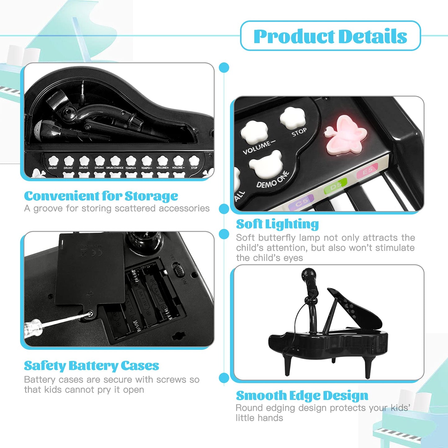 Love&Mini Toy Piano For Toddler - Birthday Gift For 1 2 3 4 5 Years Old Girls And Boys, 24 Keys Multi-Functional Baby Piano Toy With Microphone
