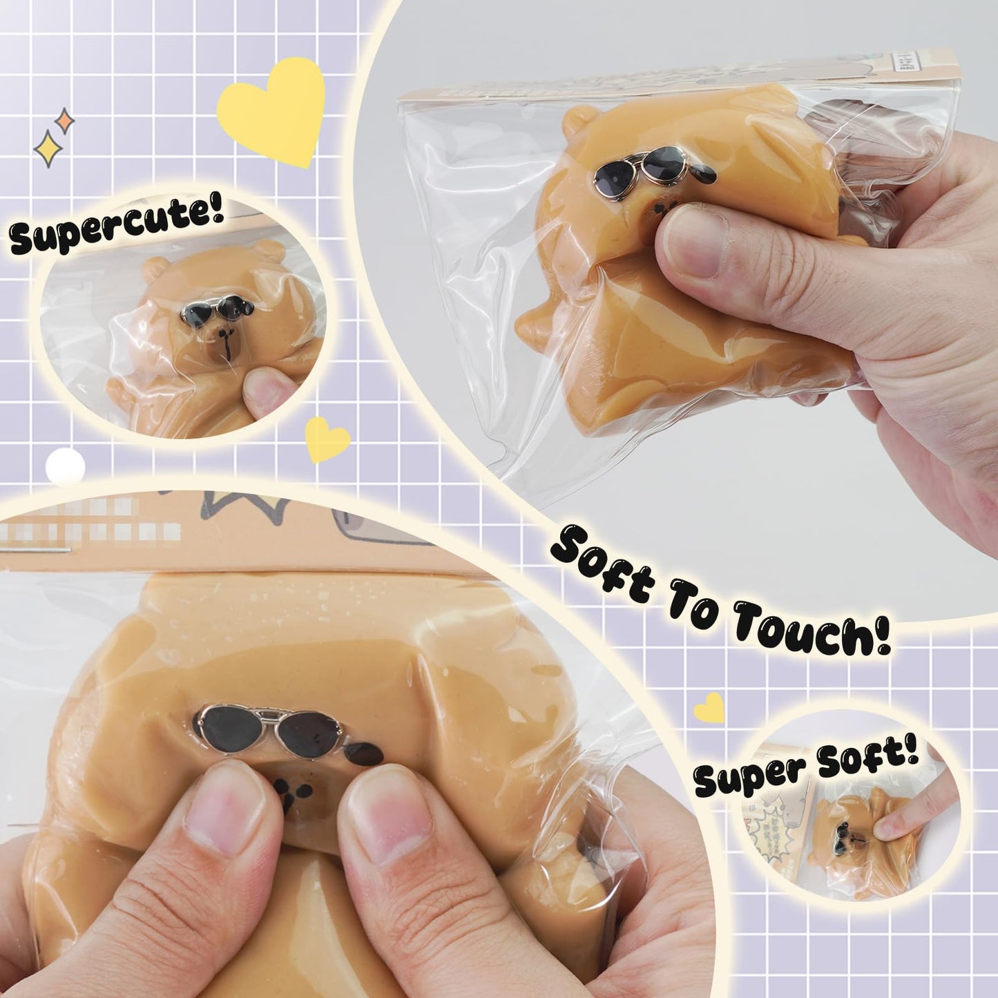 Taba Squishy Toys Cat Paw Cute Kawaii Squeeze Toys Sticky Squishy Fidget Toys Silicone Squeeze Toy for Stress Relief Cute Soft Toys Best Gift for Anniversary (Capybara)