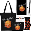Gersoniel 6 Pcs Basketball Gift Set for Women Men, Basketball Tote Bag, Makeup Bag, Socks, Ballpoint Pen, Bracelet, Notebook, Pa