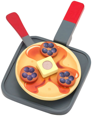 Melissa & Doug Flip and Serve Pancake Set (19 pcs) - Wooden Breakfast Play Food,Brown