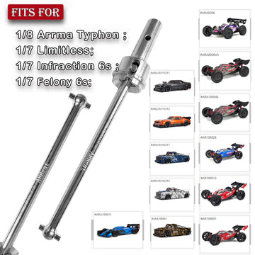 ARRCat Upgrades Part Drive Shaft for Arrma 1/8 Typhon 6s Blx,Infraction 6s Blx,Felony 6s Blx,Limitless Roller,4pcs Front Rear Dr