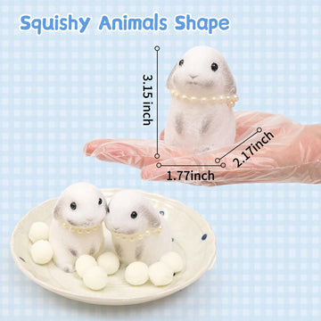 Easter Squishies Rabbit Toys,2Pcs White Bunny Squeeze Animal Toys,Simulation Bunny Stress Relief Toy Furry Squish Novelty Toy Wi