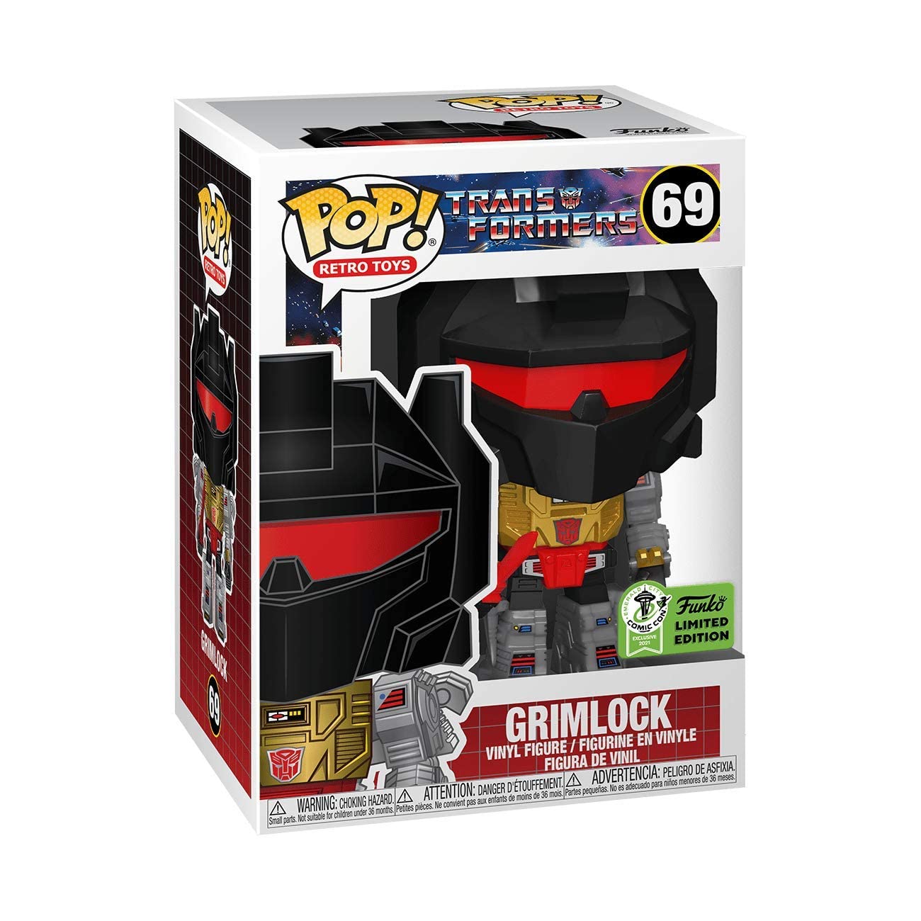 Funko POP! Retro Toys Grimlock #69 - 3.75" Vinyl Figure, Multicolor, 2021 ECCC Shared Exclusive
