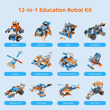 Apitor Robot X Robot Building Kit, 12-in-1 Programmable APP RC Robot/Car Robotics Coding Set, STEM Projects Educational Birthday
