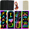 ZMLM Scratch Paper Art Bookmarks Kids: 36 Set Magic Rainbow DIY Art Craft Paper Bookmark Gift Tag Party Favor Goodie Bags Stuffe