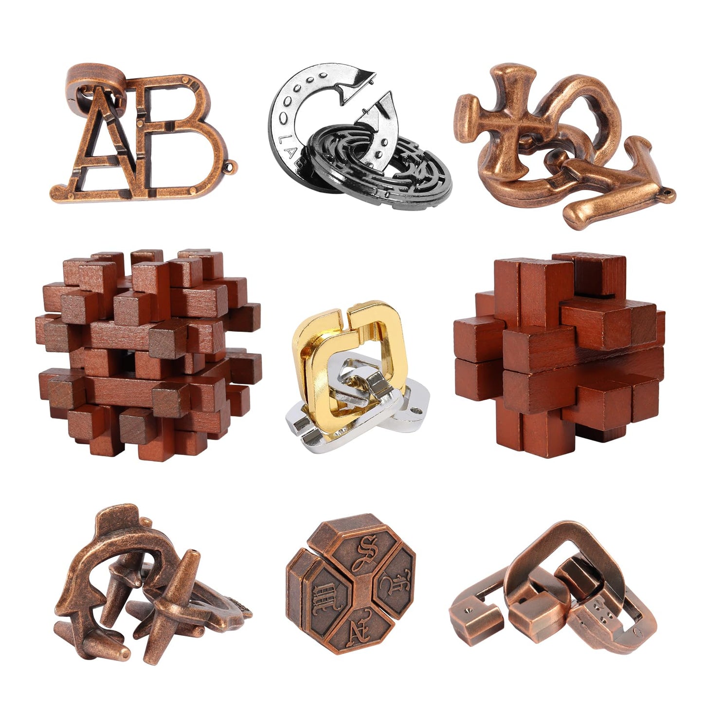 Actpo 9Pcs Difficulty Puzzles Gift For Adults, Teens, And Kids Brain Teaser Puzzles Game Desk Toys