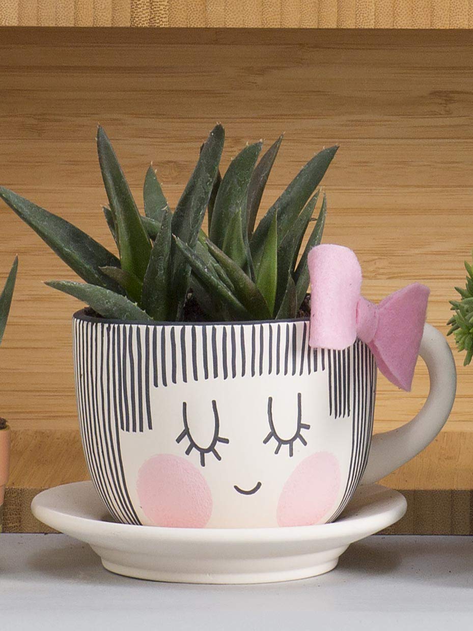 Fun Express DIY Teacup Planter with Saucer - Makes 6 - Ceramic Crafts and Kids Do it Yourself Projects