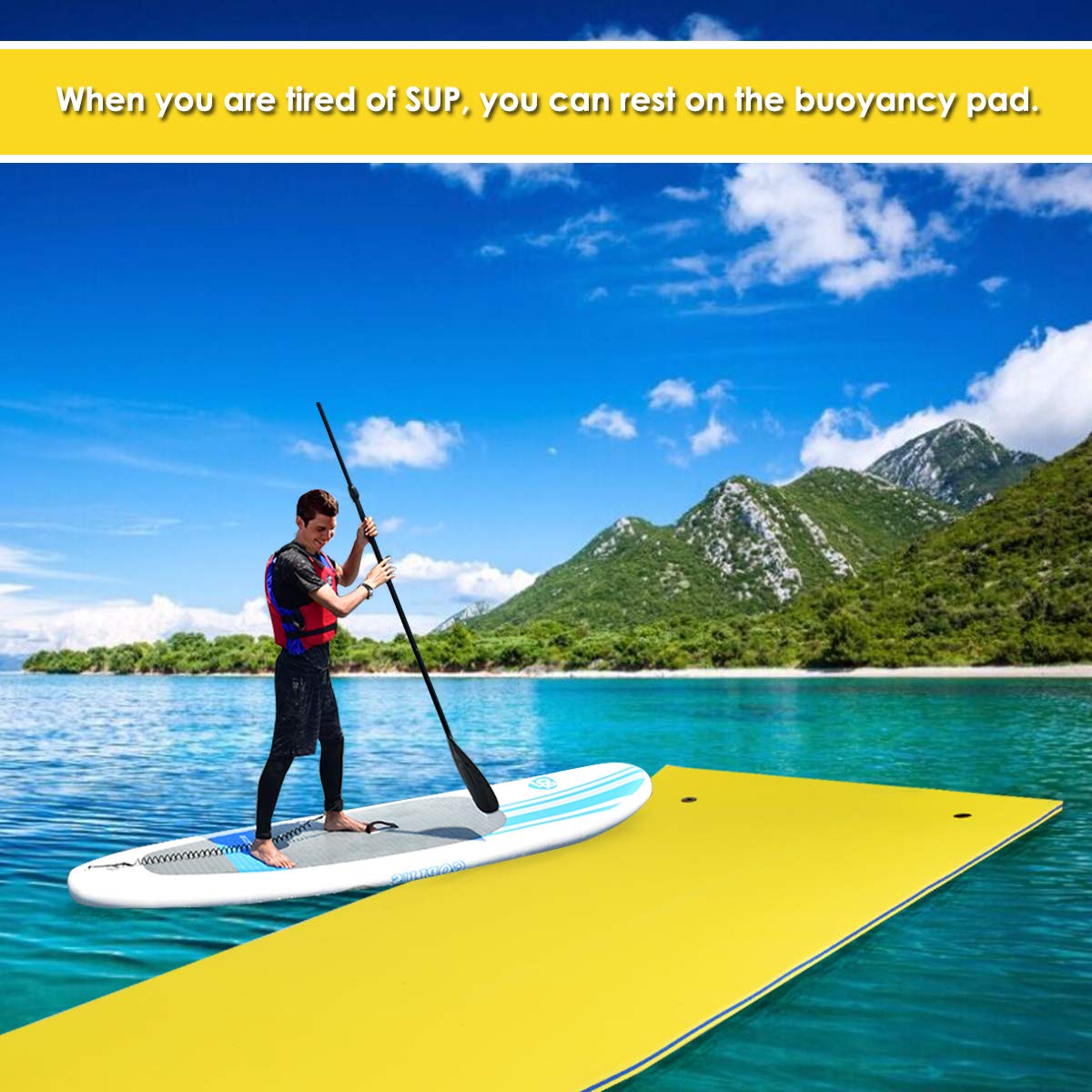 Goplus Floating Water Pad, Lily Pad For Water Recreation And Relaxing, 3-Layer Tear-Resistant Xpe Foam Floating Mat For Beach, Ocean, Lake