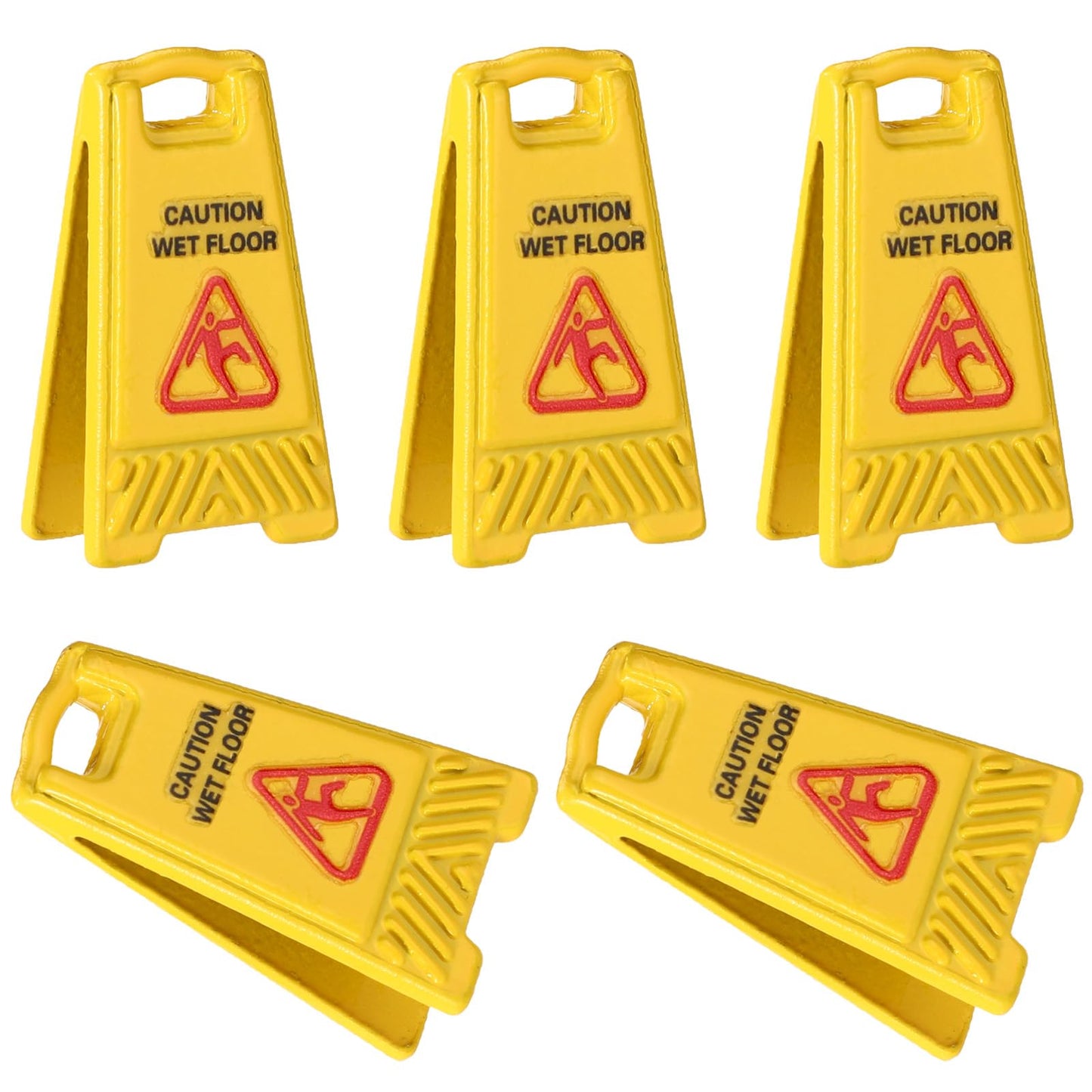 5Pcs Miniature Wet Floor Warning Signs, Yellow Dollhouse Wet Floor Warning Signs Dollhouse Realistic Caution Sign For Role Play