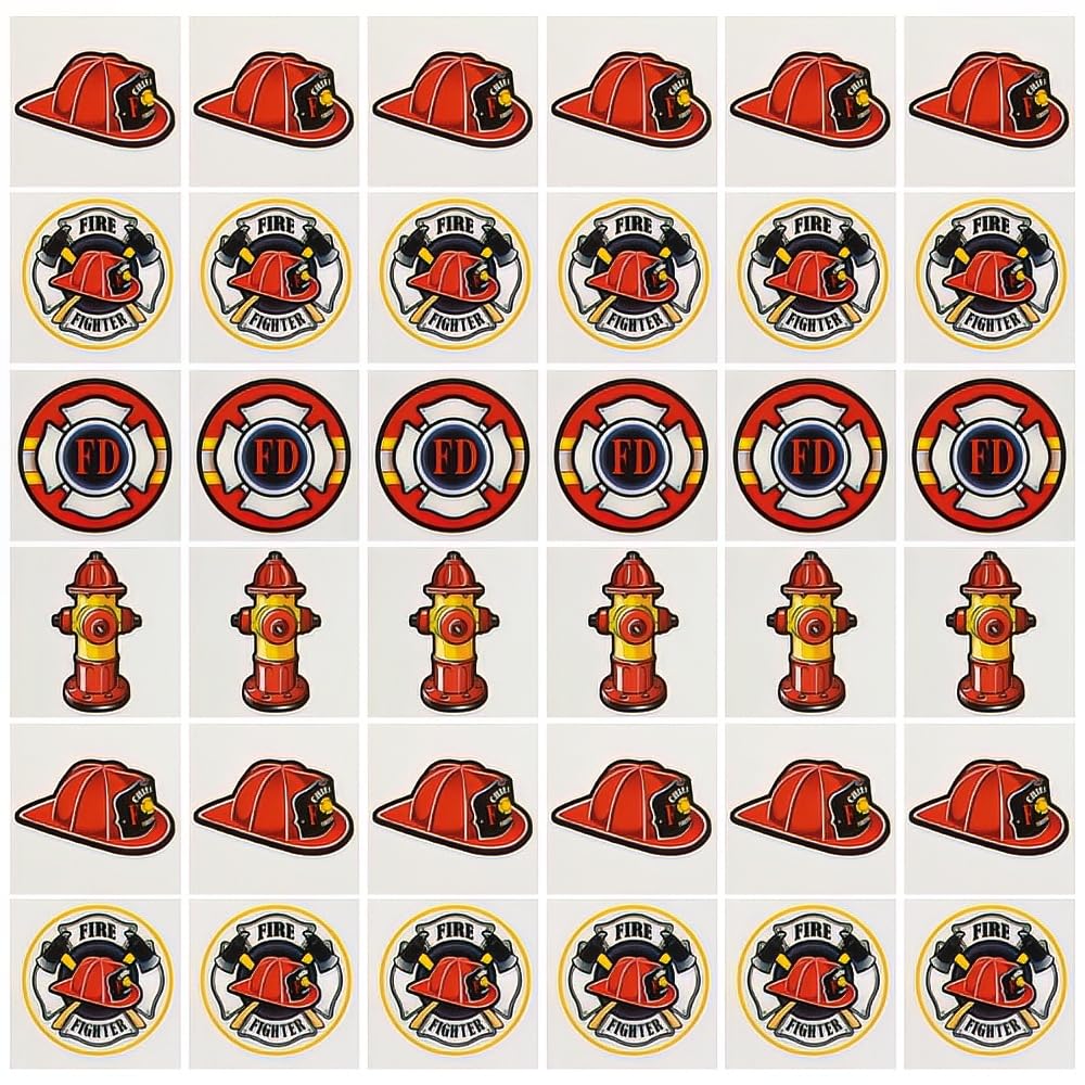 Fun Express - Firefighter Tattoos (72pc) for Birthday - Apparel Accessories - Temporary Tattoos - Regular Tattoos - Birthday - 7
