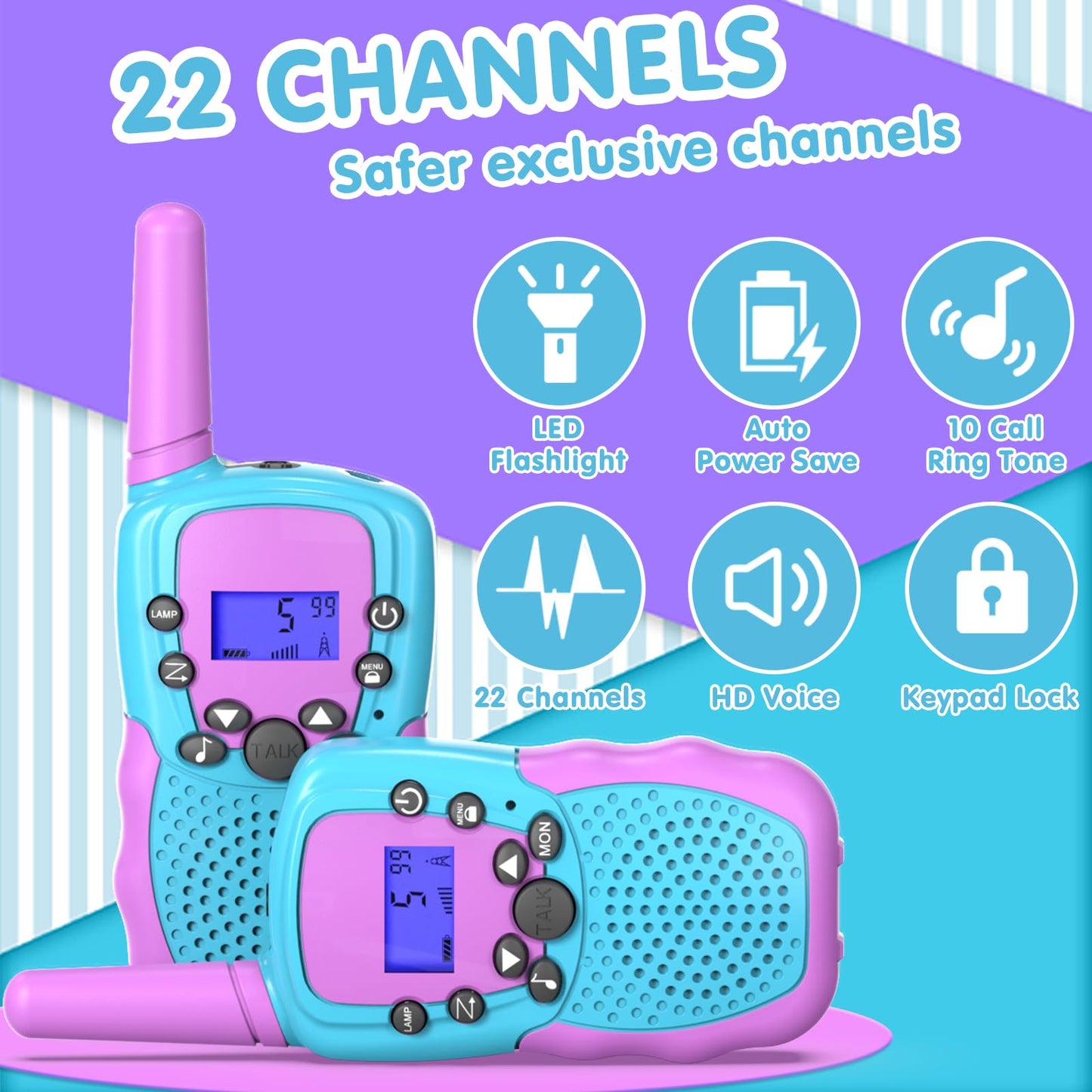 Selieve Toys For 3-14 Year Old Children'S, Walkie Talkies For Kids 22 Channels 2 Way Radio Toy With Backlit Lcd Flashlight, 3 Mi