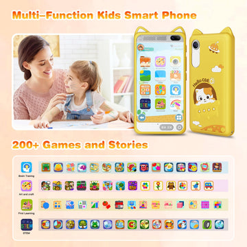 Kids Toys Phone 3.97'' Touchscreen Learning Phone Puzzle Games Christmas Birthday Gifts for Kids, Toddler Toys for Girls Age 3 4