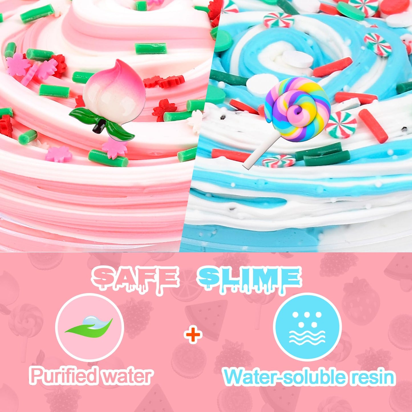 8 Pack Scented Slime Kit With 3 Clear And 5 Butter Slime,Peach Super Soft Non-Sticky,Jelly Cube Crunchy Crystal, Birthday Party