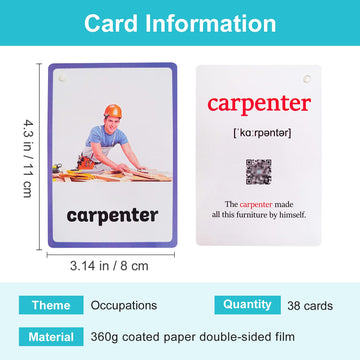 Lilias Occupations Flash Cards, Toddler Learning Toys, Preschool Learning Toys, Homeschool Supplies, Learning Supplies For Kindergarten, 4.3 X 3.14 Inch, 38 Cards In Set