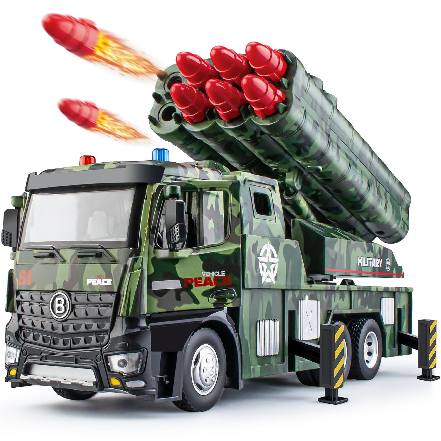 Hapyad Army Toys For Boys Age 4-7, Military Vehicle Toys With Missile Launcher Metal Cab, Friction Powered Army Toys Military Tr
