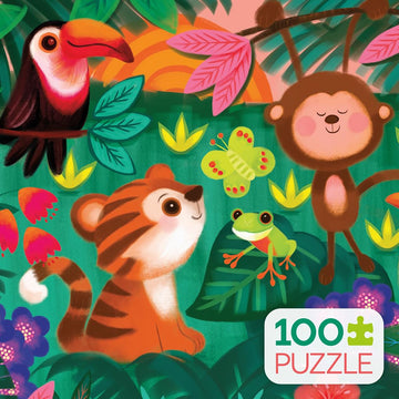 Ceaco Jungle Friends 100-Piece Jigsaw Puzzle - Multicolor - 15 x 11 - Cardboard - Model 1615-14