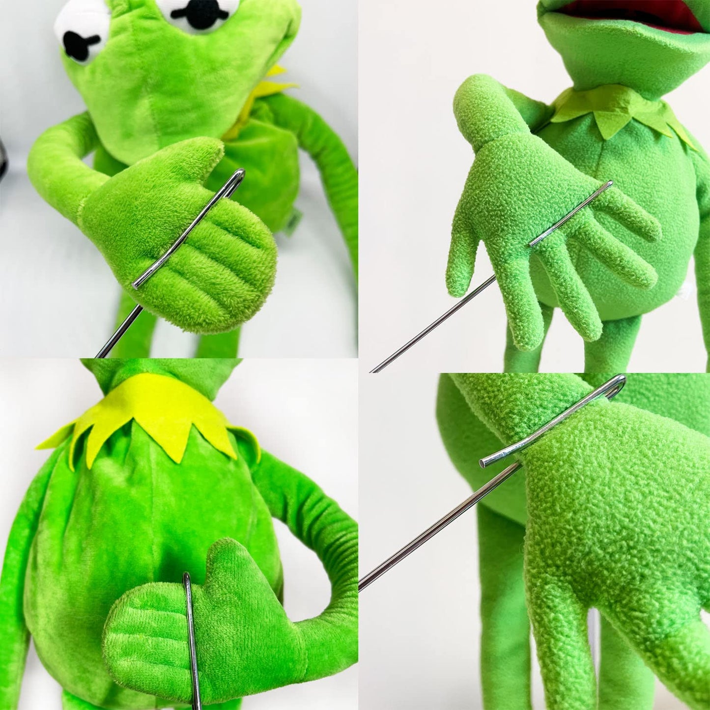 Lacroky Kermit Frog Puppet with Control Rod & Stickers - 24 Inch Soft Plush Toy for Boys & Girls, Polyester Microfiber, Green