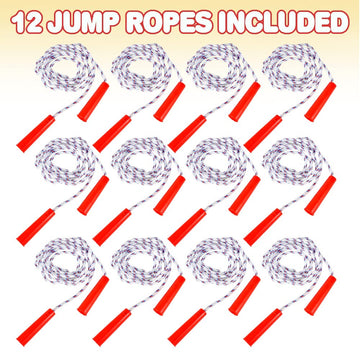 Artcreativity 84 Inch Nylon Ropes For Kids - Pack Of 12 - Durable Jump Ropes With Plastic Handles - Healthy Indoor And Outdoor Skipping Activity, Party Favors, Gifts For Boys And Girls