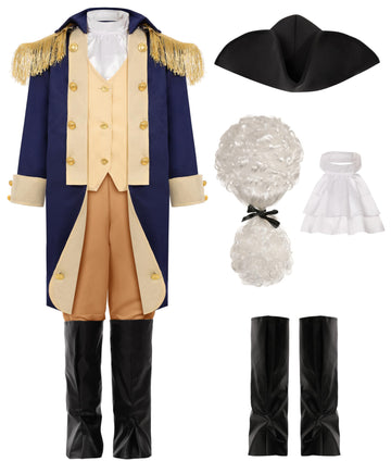 Gortykor Kids George Washington Costume Founding Father Costume For Boys American Colonial Uniform (10-12 Years)