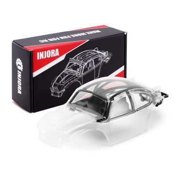 INJORA BUG24 Body with Roll Cage for 1/24 Axial SCX24 C10 JLU Bronco Base Camp Upgrade(Clear)