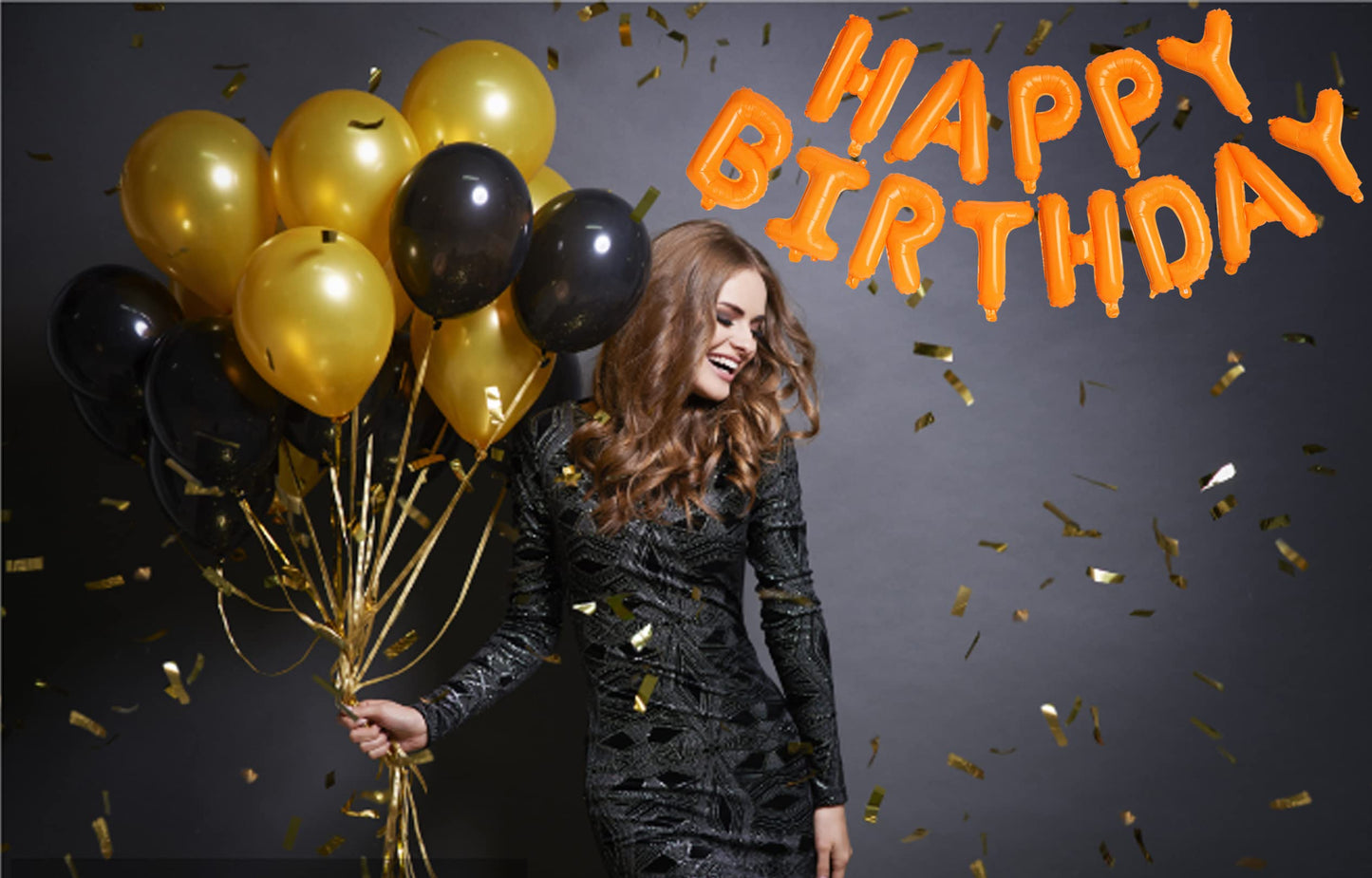 Happy Birthday Orange Aluminum Foil Letters Balloons 16 Inch Aluminum Foil Banner Balloons For Birthday Party Decorations Suppli
