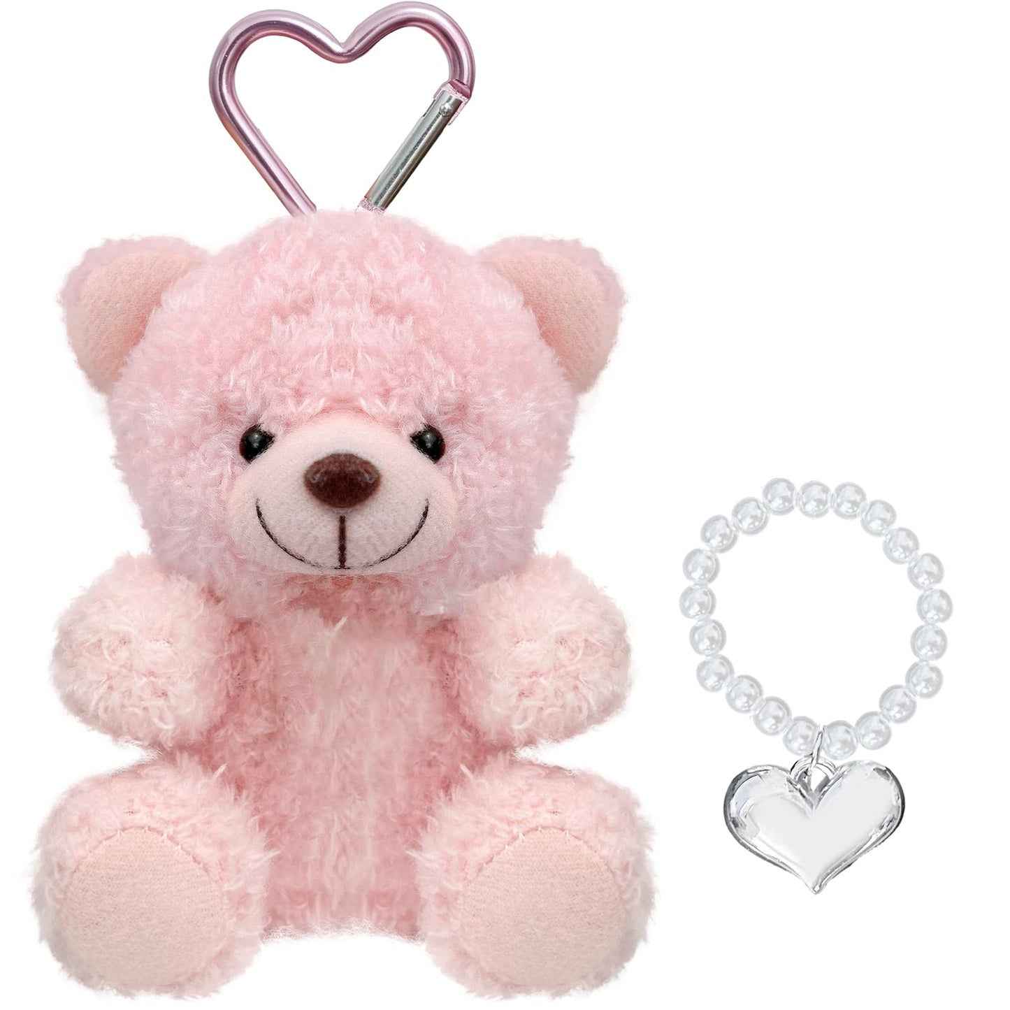 Yjubaoa Pink Plush Bear Keychain Soft Teddy Bear Keychain Animals Key Ring Plush Stuffed Animal Car Key Holder For Girls Wom