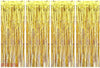 PRVV Pack of 4, 3 x 6 feet Each Golden Foil Fringe Tinsel Metallic Backdrop Curtains for Birthday Decoration Wedding Engagement