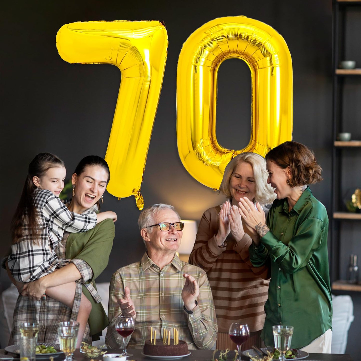 Pigetale 40 Inch Gold 70 Number Balloons Giant Jumbo Large Helium Mylar Foil Golden Number Balloons For Women Men 70Th Birthday