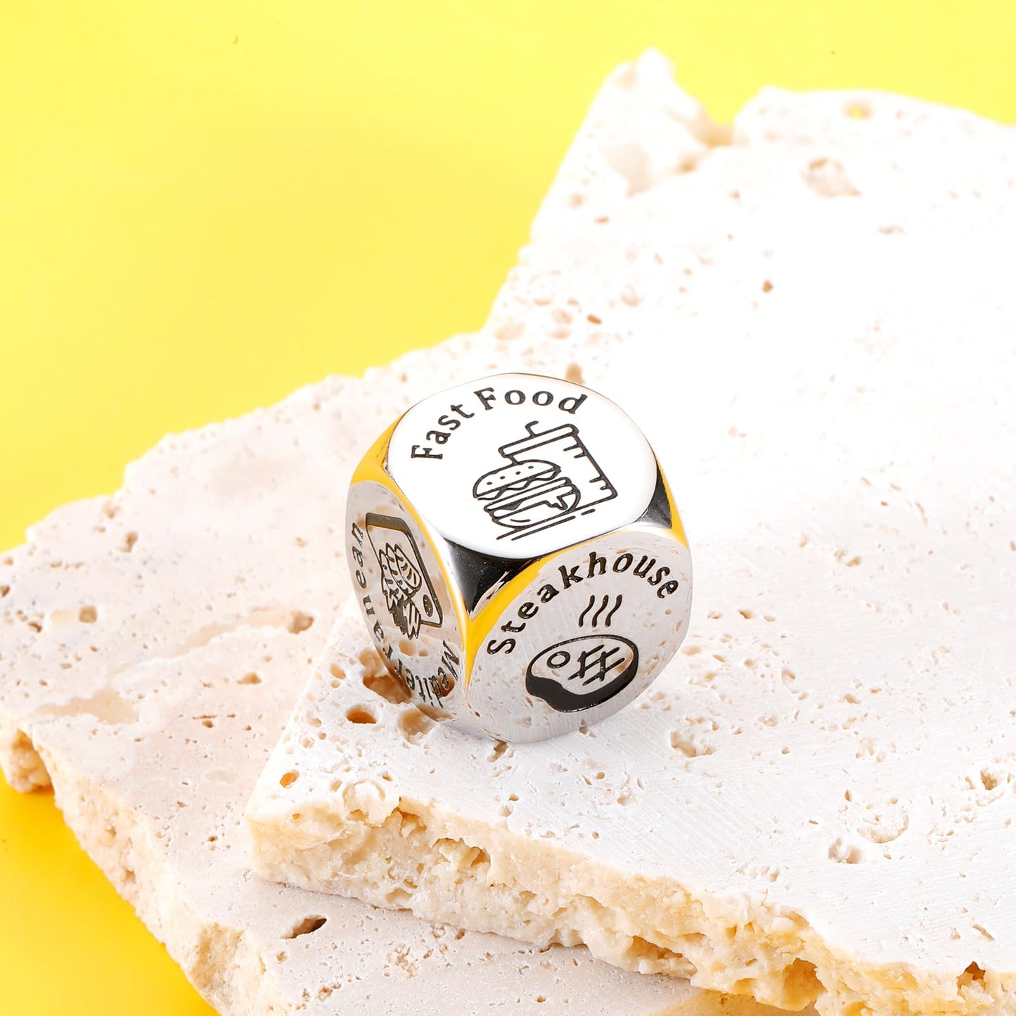 Food Date Night Decision Dice for Couples Anniversary Steel Gifts for Boyfriend Girlfriend Him Her Foodie Dice Makers Gifts for