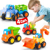 HOLA Toys for 1 Year Old Boy Birthday Gift - 4 PCS Toy Trucks Toddler Boy Toys, 4WD Friction Power Car Toys for 2 Year Old Boy T