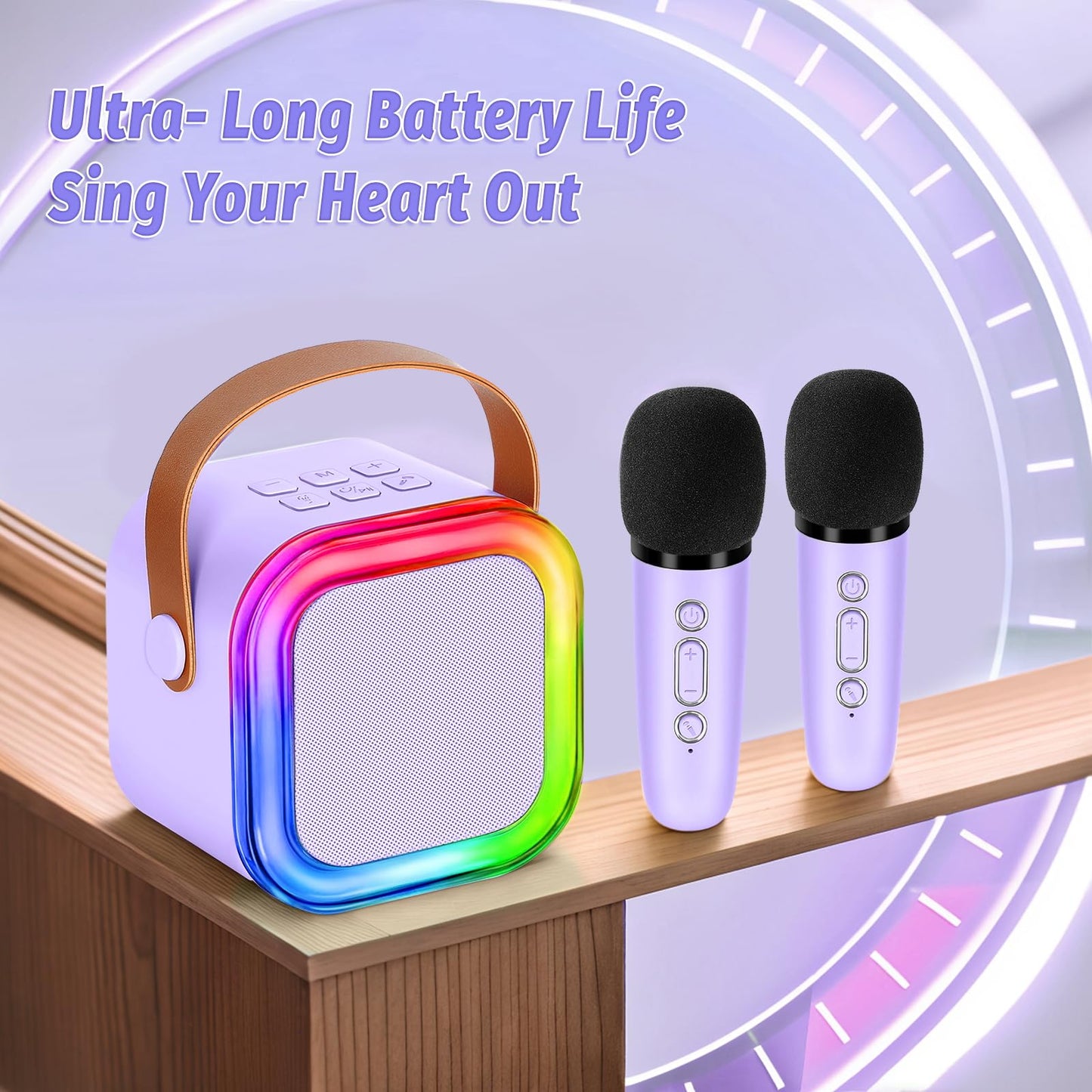 Mini Karaoke Machine for Kids,Girl Toys,Karaoke Microphone Wireless for Kids,Gifts for 4,5,6,7,8,9,10 Year Old Girl Toys 2PCS (P