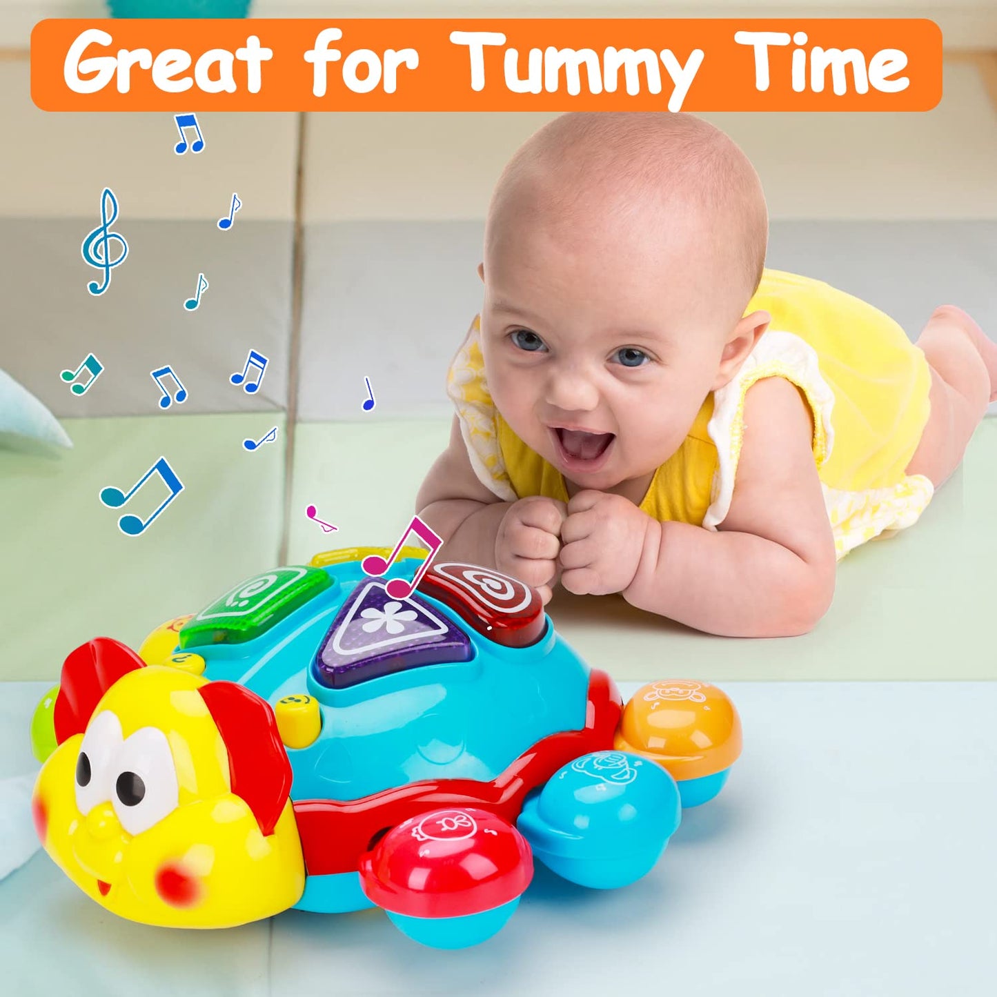 Baby Crawling Toy 6 To 12 Months Spanish English Bilingual Learning Toy For Infants 0-3-6 7 8 9 10 12-18 Months Educational Musical Light Up Toy 1 Year Old Boy Girl Gift Toddler Ladybug Tummy Time