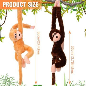 Chivao Set of 4 Stuffed Monkey Hanging Stuffed Animal Monkey Plush Toy Large Animal with Loop for Gifts Favors(20 Inch,Brown, Kh