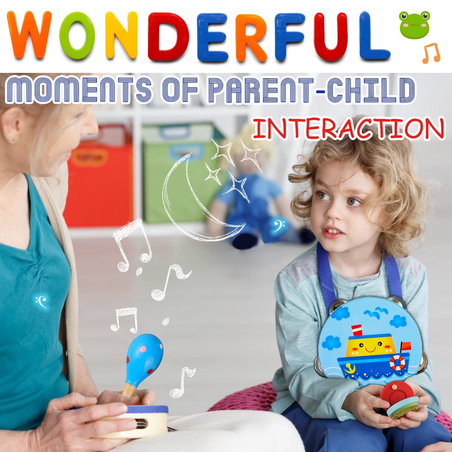 Looikoos Toddler Musical Instruments Set Wooden Percussion Instruments Toy For Kids Baby Preschool Educational Musical Toys For Boys And Girls With Storage Bag