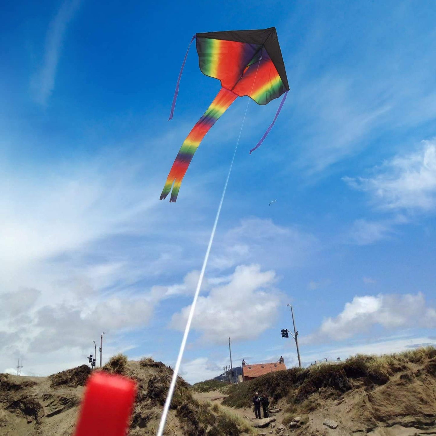 Singare 2 Pack Rainbow Delta Kite, Kites For Kids Adults Easy To Fly, Long Tail Huge Flyer, Great Outdoor Activities Beach Games For Kids, With Line And Handle
