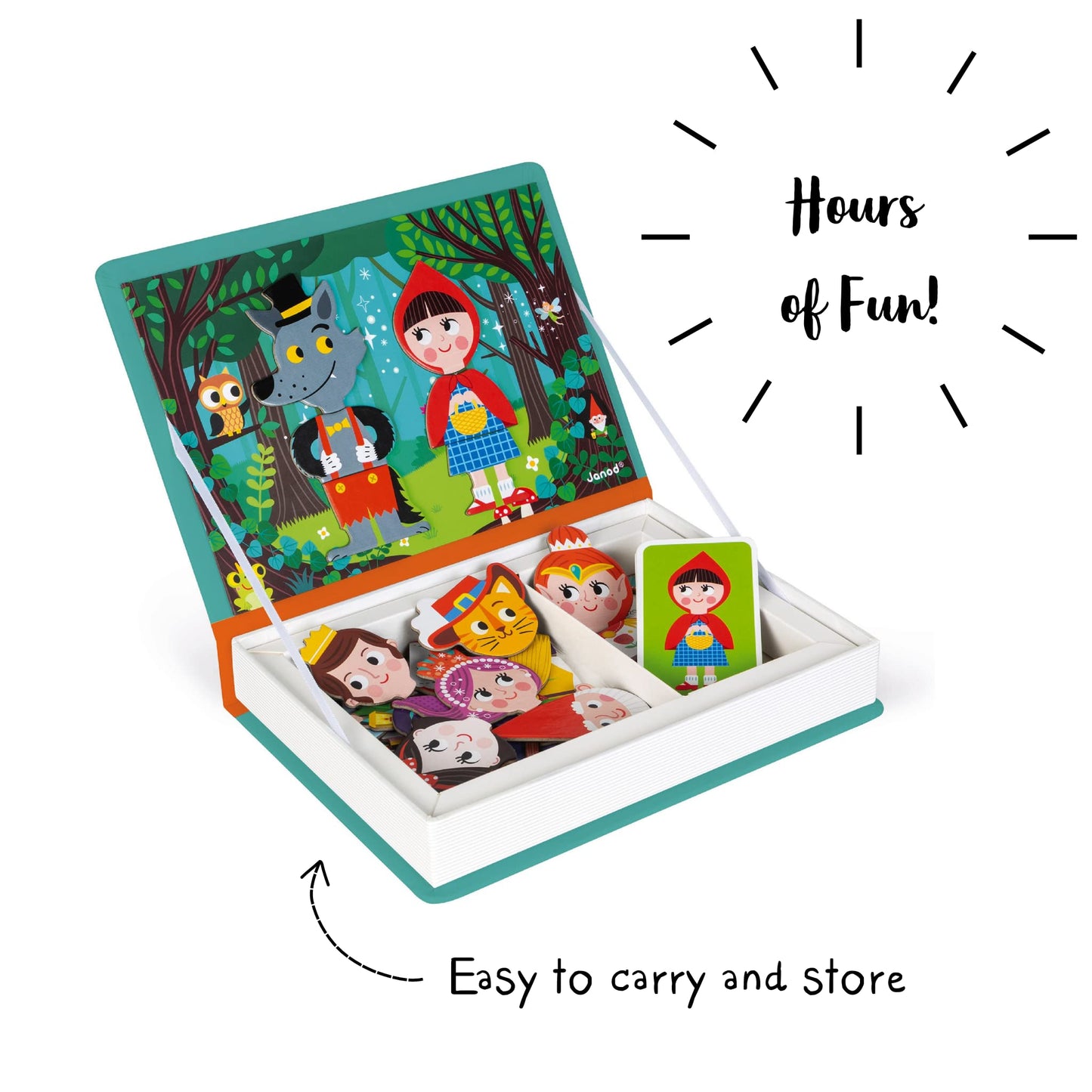 JANOD - MagnetiBook Story Book - 40-Piece Magnetic Educational Set - Encourages Motor Skills and Imagination - Suitable for Age