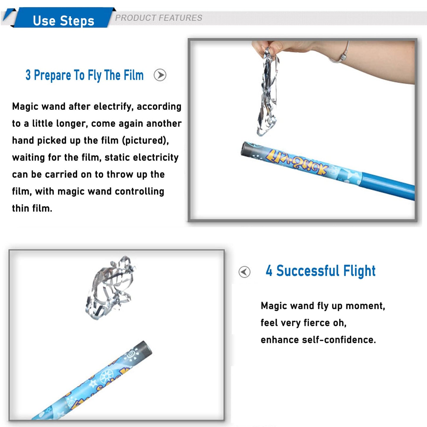 Impulls Unitech Toys Fun Fly Stick Magic Blue Levitation Wand Science Toys Electric Static Wand 10 Flying Shapes
