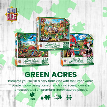 MasterPieces - 300 Piece Jigsaw Puzzle, Large EZ Grip Shapes, Mountain Meadow Farm, Fun for Adults, Seniors, Family, Kids, Matte