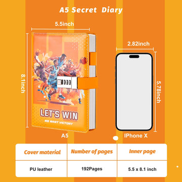 Cagie Diary With Lock For Teens Who Like Basketball, Gifts For Teen Girls And Boys 12-18 Securely Guard Secrets Journal With Loc