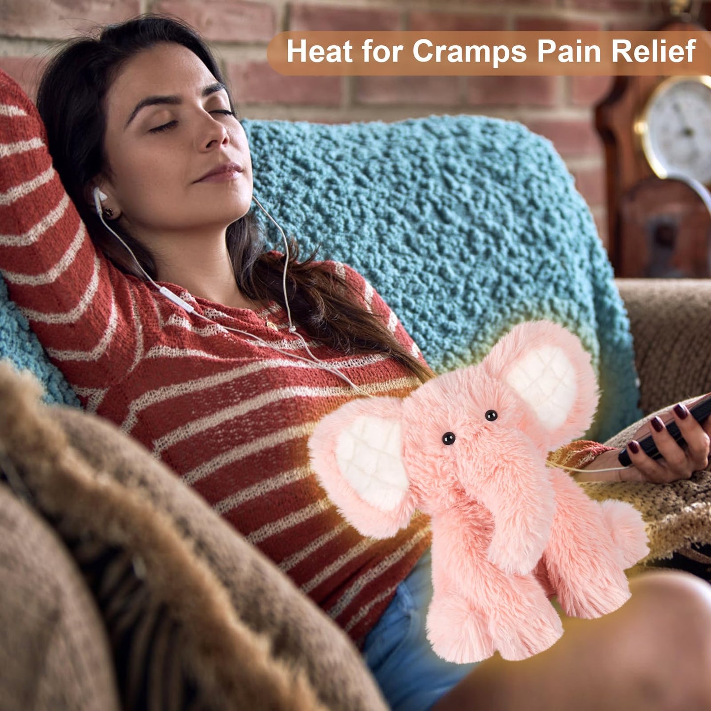 Suzzipals Heatable & Coolable Elephant Stuffed Animal, Microwavable Heating Pad For Cramps & Pain Relief, Stuffed Elephant Plush