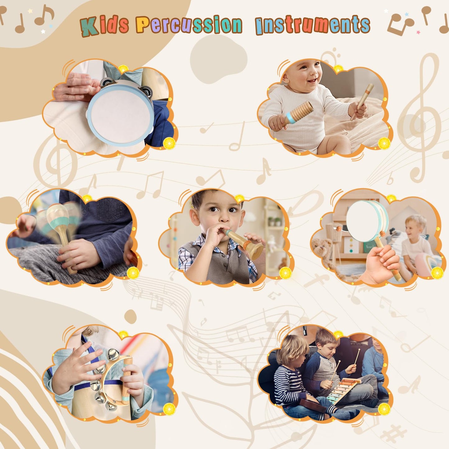 Toddler Musical Instruments-Musical Toys Wooden Montessori Toys For Toddlers 1-3 , Baby Musical Instruments With Modern Boho Xyl
