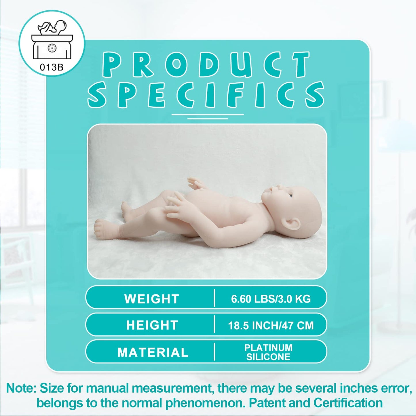 Aisite Silicone Baby Doll Girl Unpainted - 18 Inch Realistic Reborn Baby Dolls, Christmas Birthday Gifts, Suitable For 3+