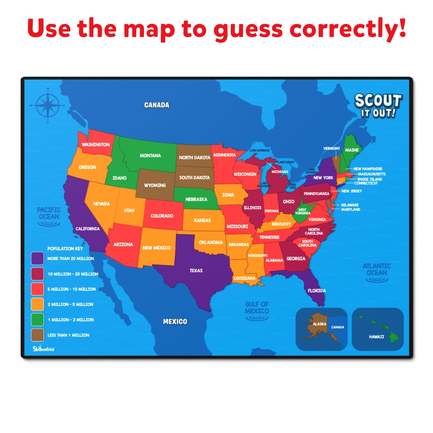 Skillmatics Board Game - Scout It Out 50 States, Guessing & Trivia Game For Families, Educational Toys, Card Games For Kids, Tee