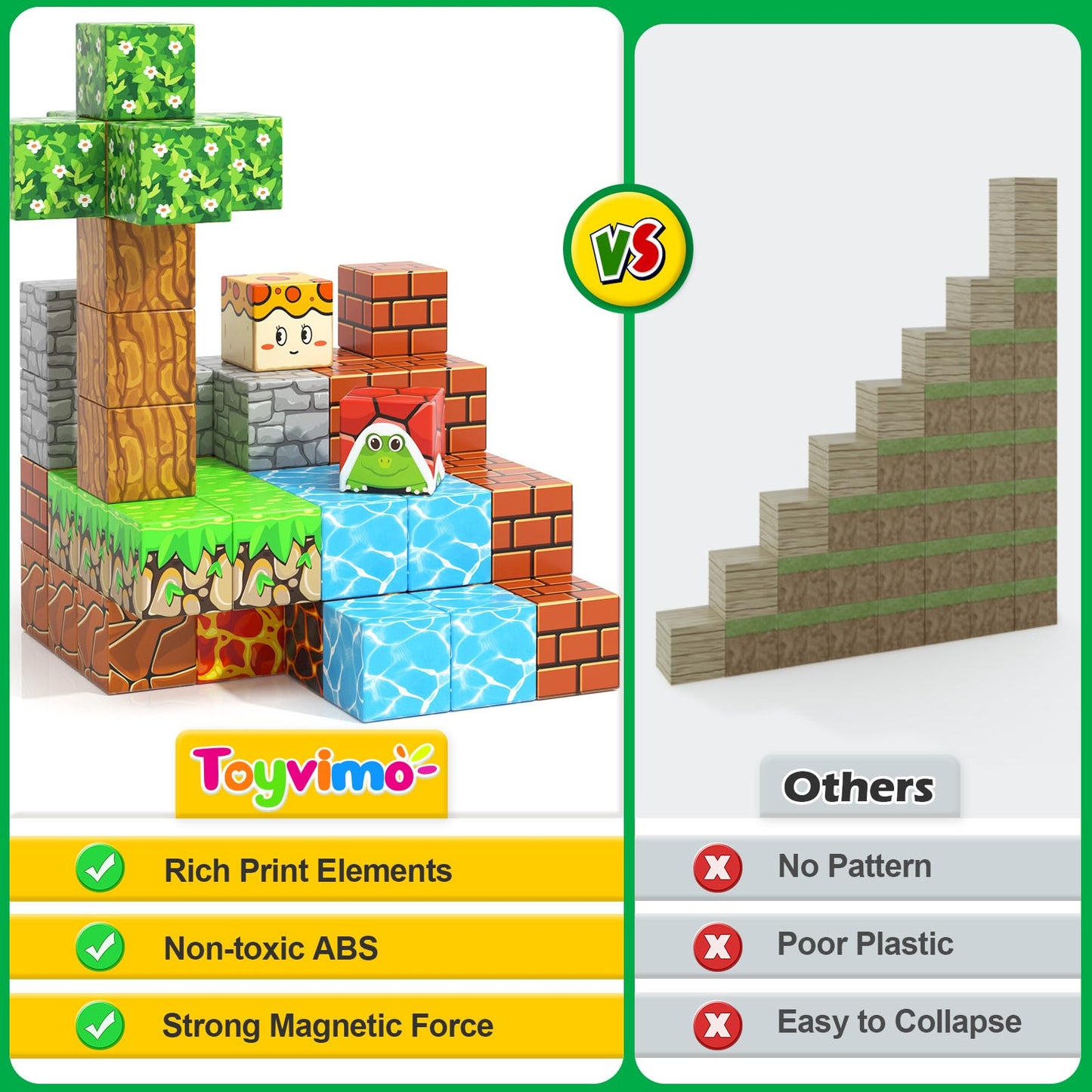 100Pcs Magnetic Blocks Magnetic Building Blocks Sensory Toys For Kids Ages 3-5 6-8 8-12 Kids Game Toys For 3+ Year Old Boys & Gi