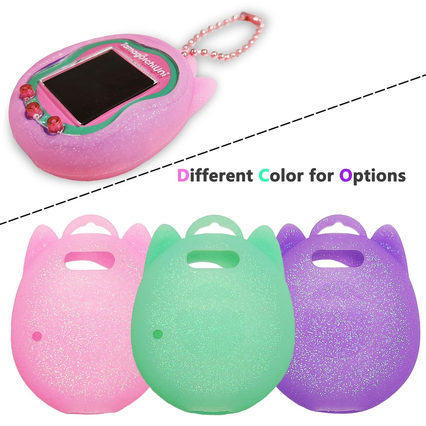 Jchpine Silicone Case Replacement For Tamagotchi Uni, Screen Protector For Tamagotchi Uni Band Pet Accessories(Silicone Case And Screen Film) (Purple Case)