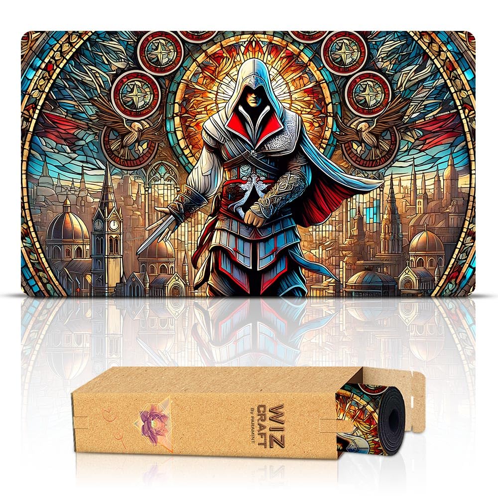 Wizcraft Gaming Paramint Stained Glass Assassin (Stitched) - Mtg Playmat - Compatible With Magic The Gathering Playmat - Play Mt
