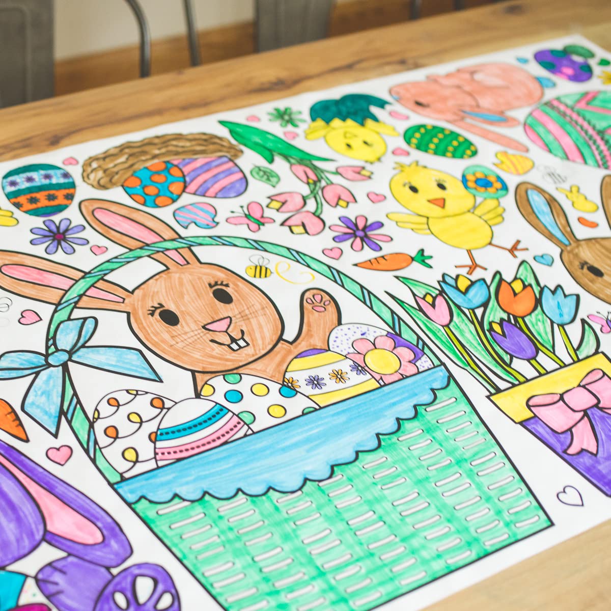 Tiny Expressions Easter Coloring Tablecloth For Kids - Rolled, No Creases 30' X 72' Giant Coloring Poster To Color On - Kids Easter Activities